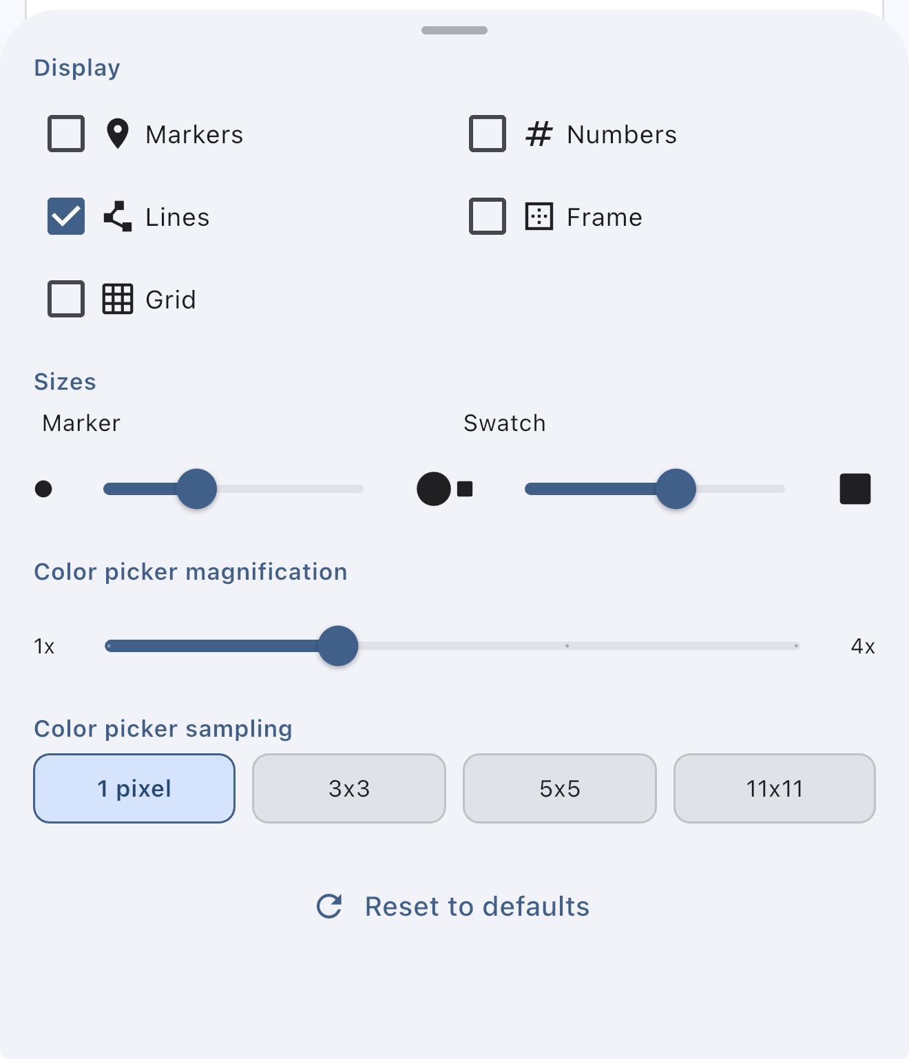 Display options menu